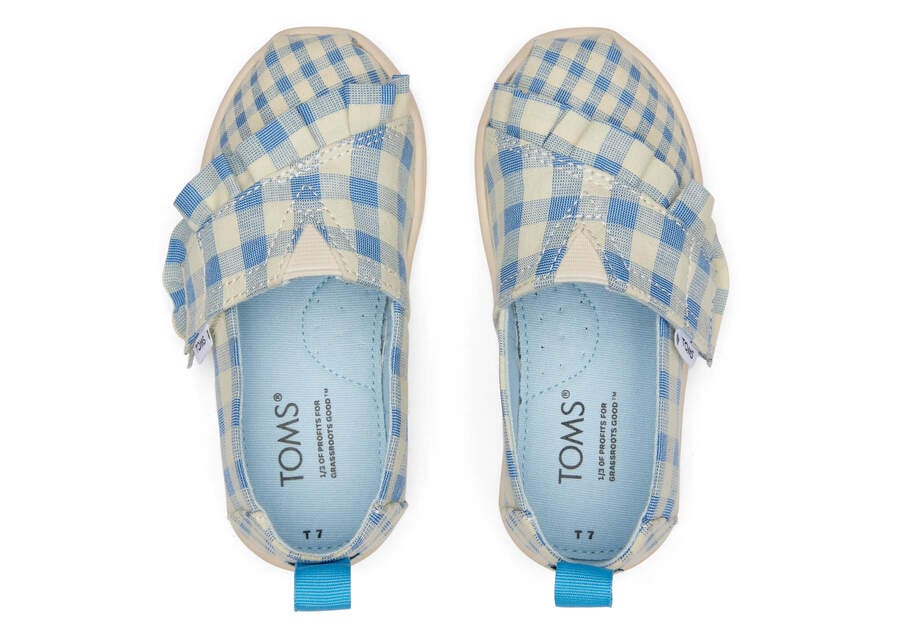 Toms Tiny Alpargata Gingham Ruffle Azules Chile | CL918-141