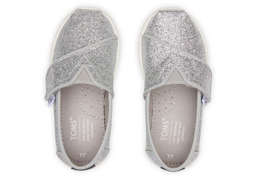 Toms Tiny Alpargata Glitter Plateadas Chile | CL584-603