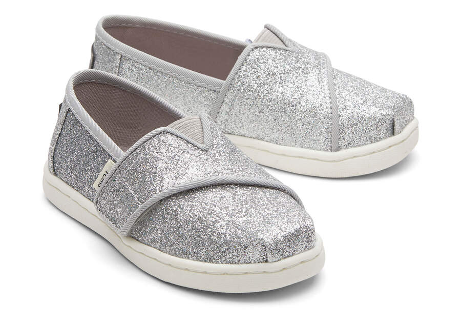 Toms Tiny Alpargata Glitter Plateadas Chile | CL584-603