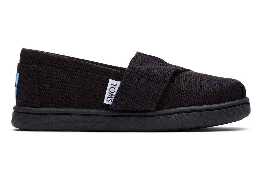 Toms Tiny Alpargata Lona Negras Chile | CL010-458