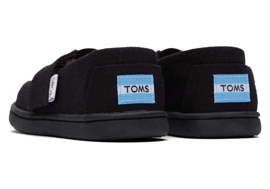 Toms Tiny Alpargata Lona Negras Chile | CL010-458