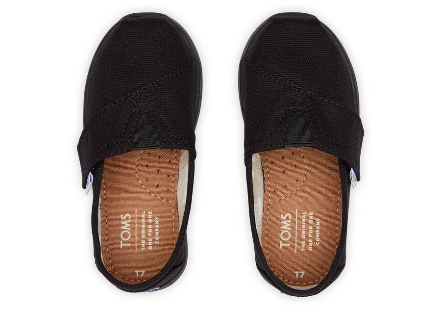 Toms Tiny Alpargata Lona Negras Chile | CL010-458