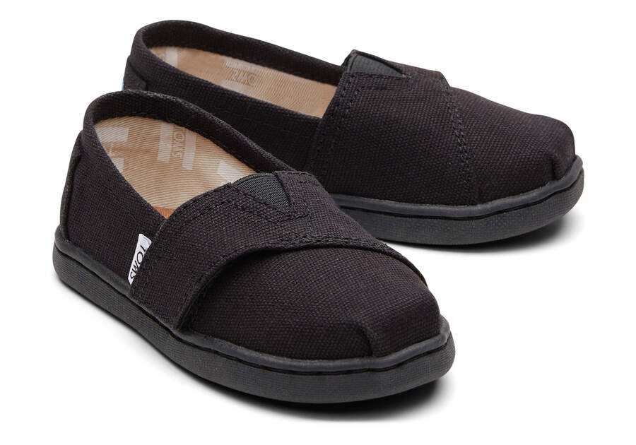 Toms Tiny Alpargata Lona Negras Chile | CL010-458