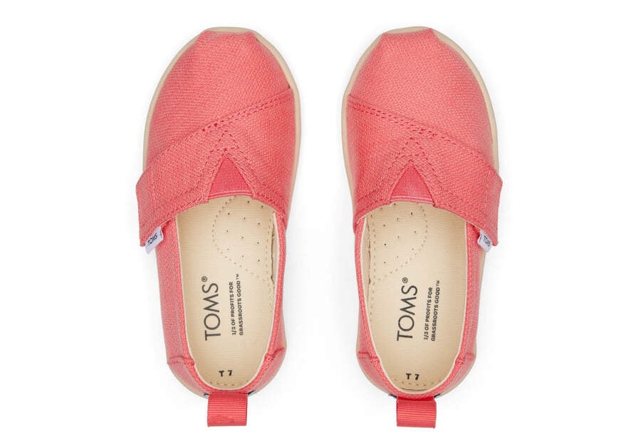 Toms Tiny Alpargata Refibra Tencel Textured Woven Coral Chile | CL812-676