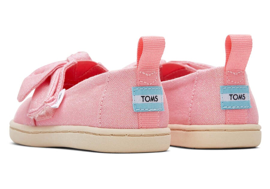 Toms Tiny Alpargata Twill Glimmer Bow Rosas Chile | CL602-259