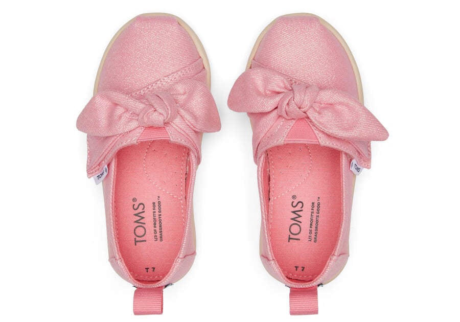 Toms Tiny Alpargata Twill Glimmer Bow Rosas Chile | CL602-259