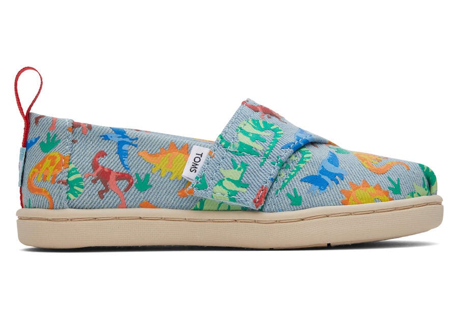 Toms Tiny Alpargata Washed Denim Dinomite Dinos Azules Chile | CL733-155