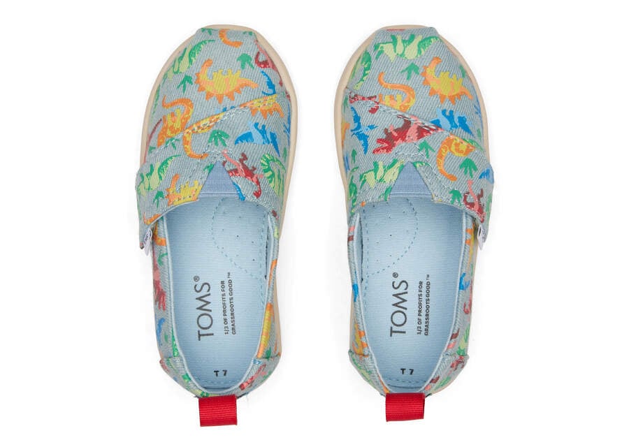 Toms Tiny Alpargata Washed Denim Dinomite Dinos Azules Chile | CL733-155