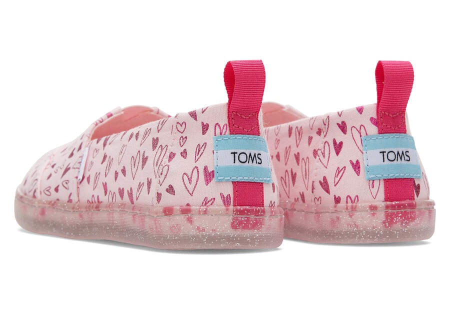 Toms Youth Alpargata Foil Hearts Print Rosas Chile | CL642-932