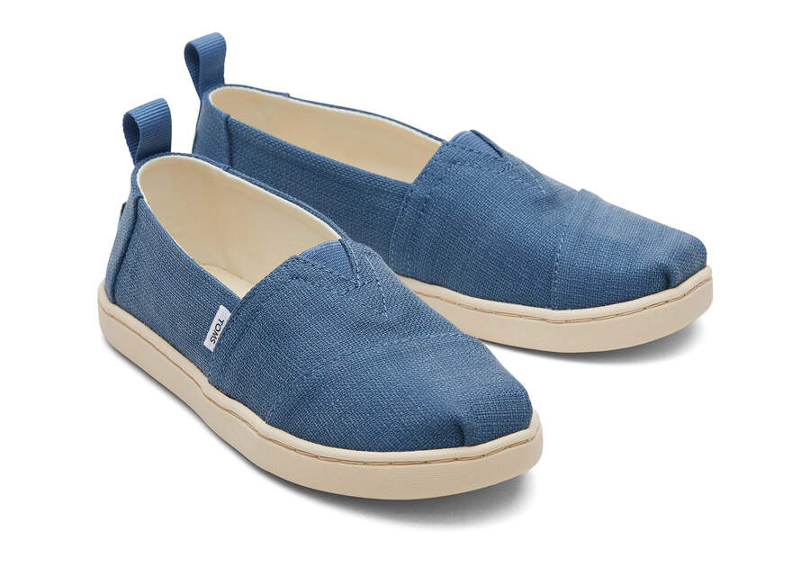 Toms Youth Alpargata Refibra Tencel Textured Woven Azules Chile | CL524-359