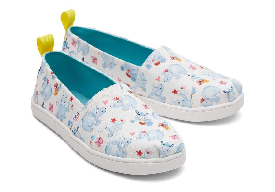 Toms Youth Alpargata Summer Hippos Blancas Chile | CL771-607