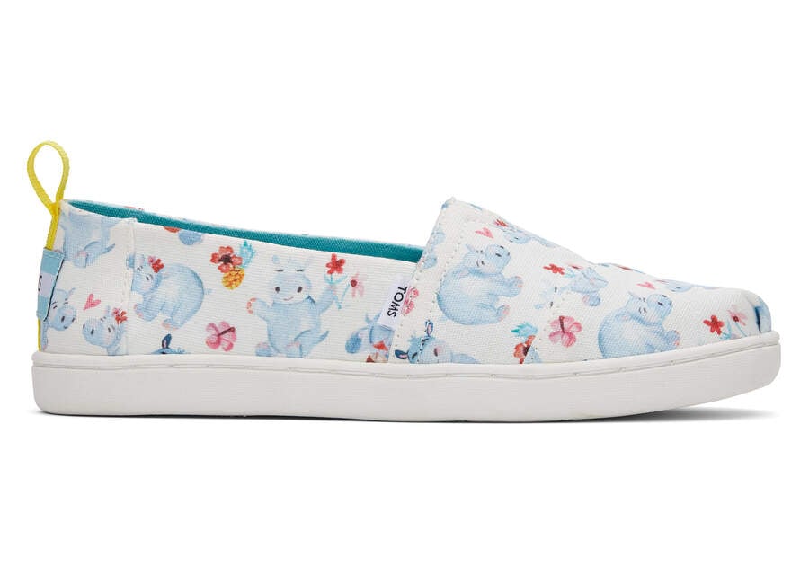 Toms Youth Alpargata Summer Hippos Blancas Chile | CL771-607