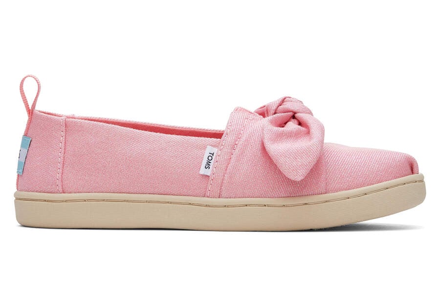 Toms Youth Alpargata Twill Glimmer Bow Rosas Chile | CL387-109