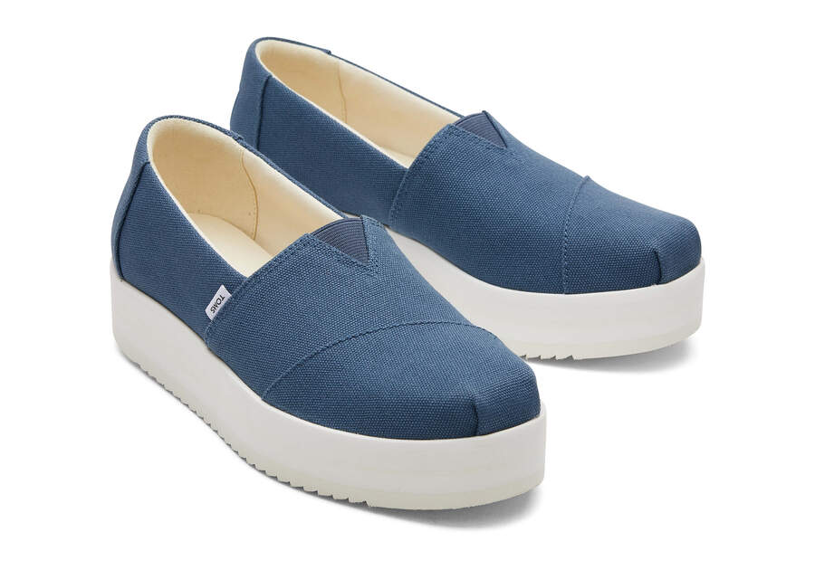 Zapatos Plataforma Toms Alpargata Midform Alpargata Azul Marino Chile | CL503-120