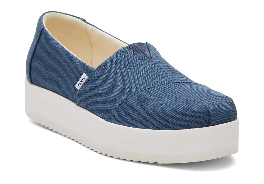 Zapatos Plataforma Toms Alpargata Midform Alpargata Azul Marino Chile | CL503-120