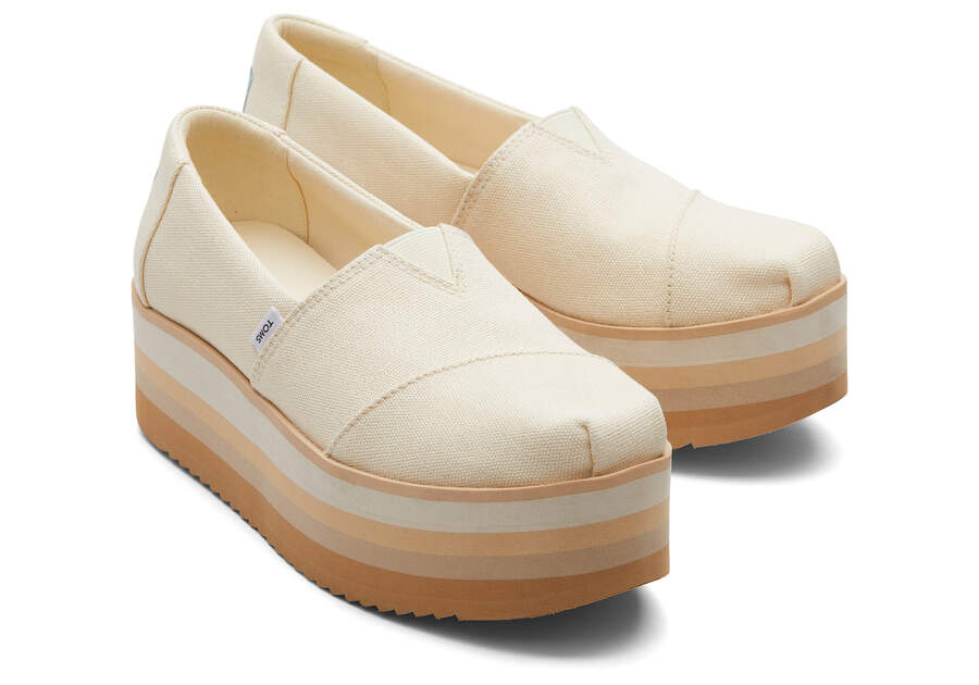 Zapatos Plataforma Toms Alpargata Plataforma Alpargata Creme Chile | CL078-125