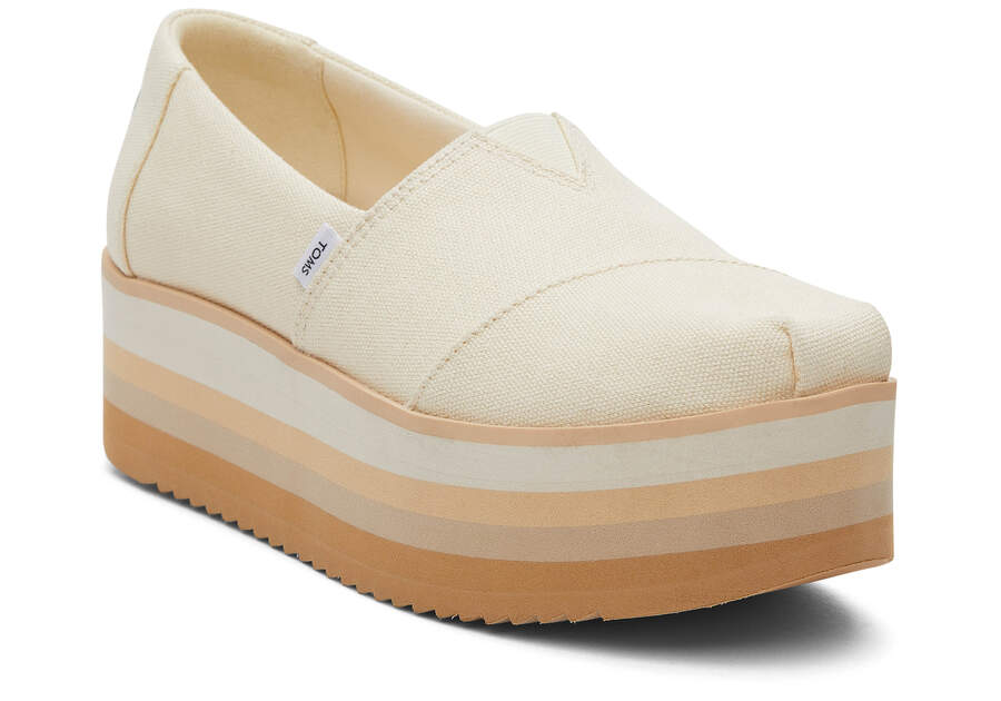 Zapatos Plataforma Toms Alpargata Plataforma Alpargata Creme Chile | CL078-125