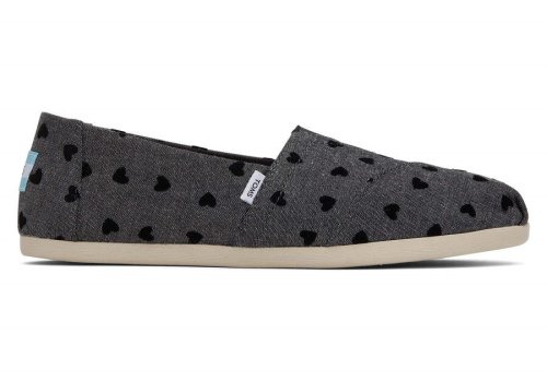 Toms Alpargata Embroidered Hearts Negras Chile | CL430-465