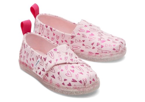 Toms Tiny Alpargata Foil Hearts Print Rosas Chile | CL722-583