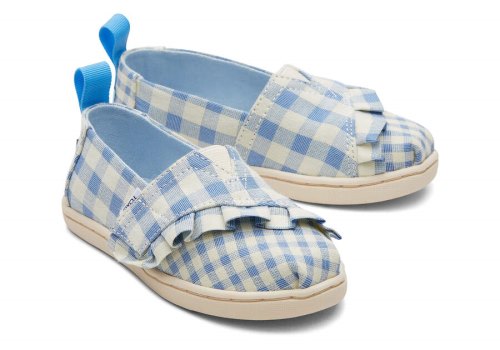 Toms Tiny Alpargata Gingham Ruffle Azules Chile | CL918-141