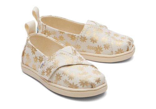 Toms Tiny Alpargata Gold Foil Floral Blooms Beige Doradas Chile | CL447-610