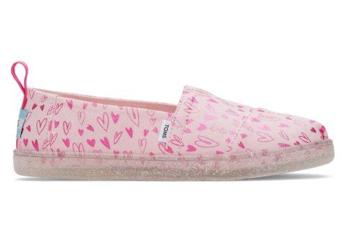 Toms Youth Alpargata Foil Hearts Print Rosas Chile | CL642-932